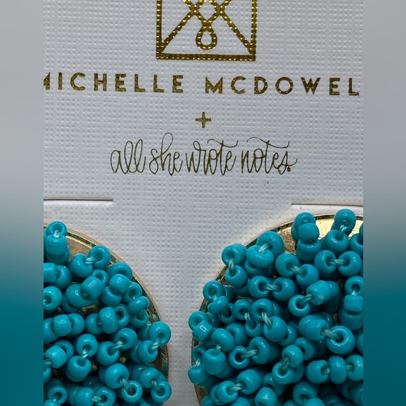 Michelle McDowell Beaded Button Earrings “All She Wrote Notes”. - Picture 2 of 3